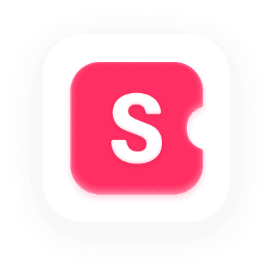 Staycation app icon, a white S on a pink rounded tile